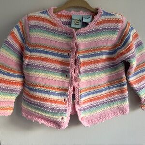 Like New Y2K Organically Grown Kids Striped Cotton Cardigan | 12M | MSRP $38
